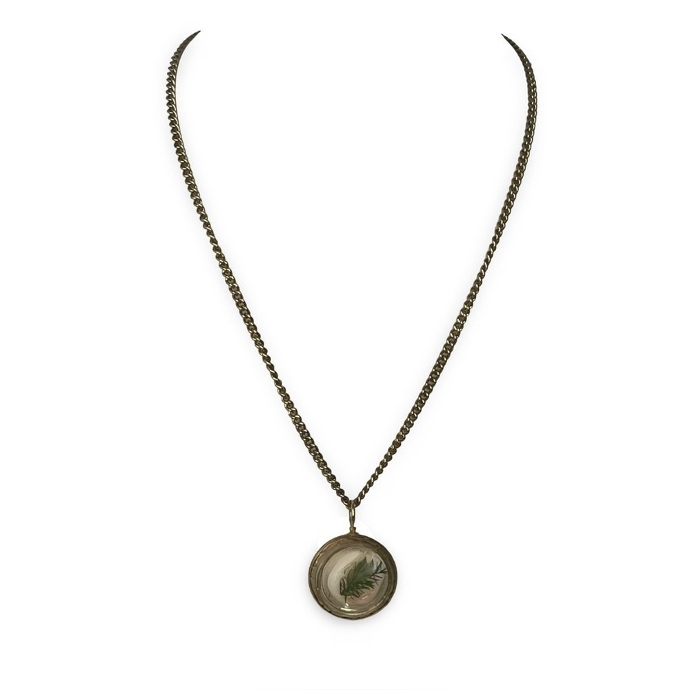 Gold Tone Blister Pendant with Pearl Necklace